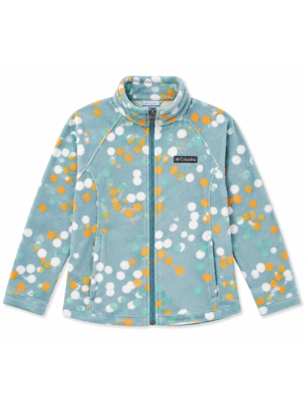 Columbia Teal & Orange Polka Dot Benton Springs Printed Fleece Jacket M 10/12